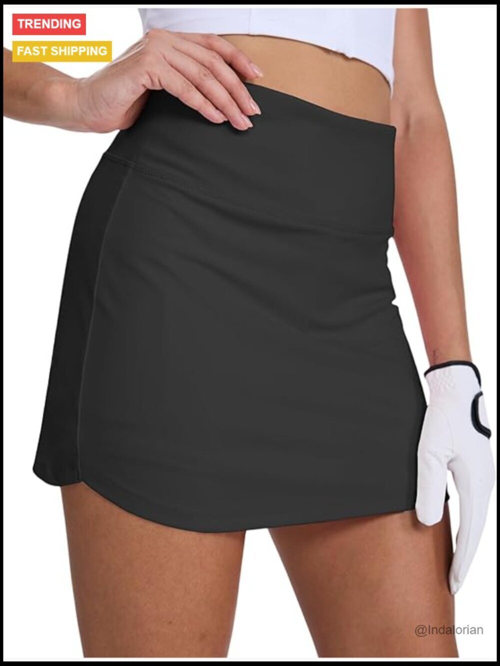 Polyester Blend High Waisted Athletic Skort with Inner Shorts Pockets